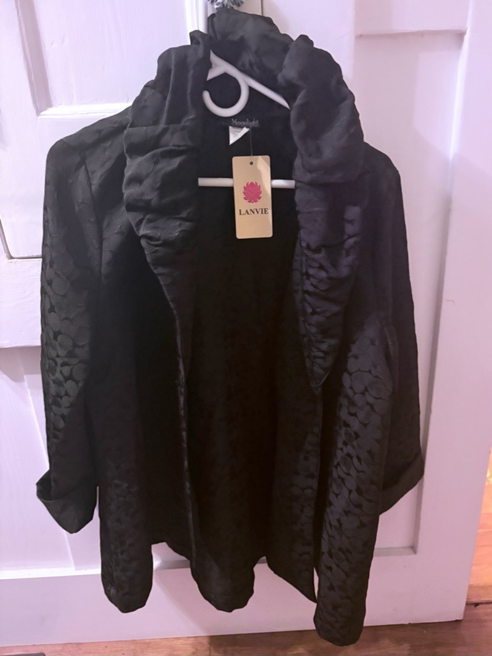 Moonlight Y&S LANVIE Black Textured Open-Front Jacket